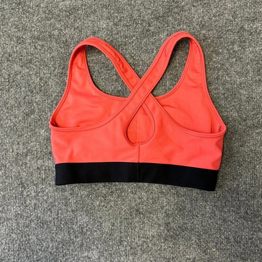 Under Armour Sports Bra Womens Size Medium Coral Pink Compression Crossback Logo